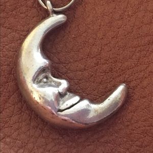 Vintage sterling man in moon pendant